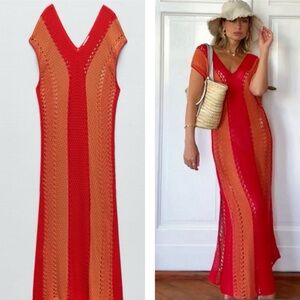 Zara Red and Orange Knit Dress